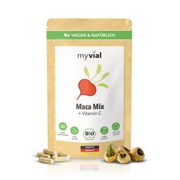 myvial® Bio Maca Mix Kapseln - 120 St mit 3 Maca-Sorten & Acerola - vegan & plastikfrei
