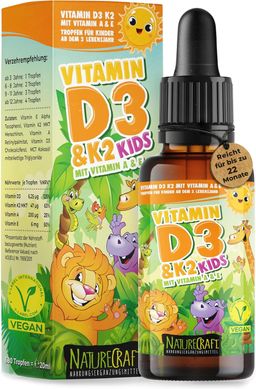 NatureCraft KIDS Vegan Vitamin D3+K2 Tropfen