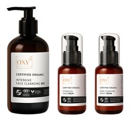 OXY8 Naturkosmetik MÄNNER GESICHTSPFLEGE ROUTINE – Reinigungsgel, Tages- & Nachtcreme gegen Falten