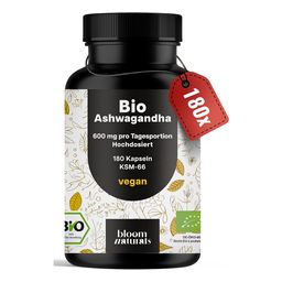 Ashwagandha KSM-66® - 180 Kapseln - 600 mg Bio Extrakt pro Tag - Bloom Naturals®