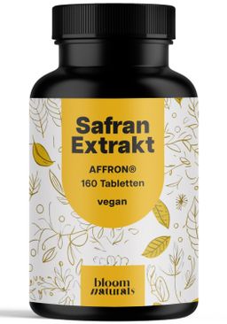 Bloom Naturals Safran Extrakt Tabletten Hochdosiert - 160 Tabletten - 160 Tage Vorrat