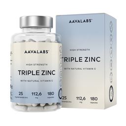 Aavalabs Dreifach-Zink Vitamin C Kapseln - 25 mg Hochdosiert & Vegan - 6-Monats-Vorrat