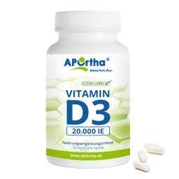 APOrtha Vitamin D3 Depot 20.000 IE – 500 µg, vegetarische Kapseln