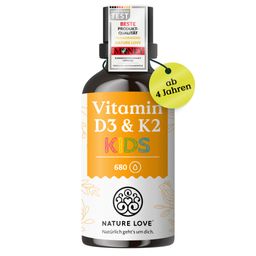 NATURE LOVE® Vitamin D3 + K2 Kinder (20ml) - 800 I.E. Vitamin D3/Tagesdosis - optimal für kids