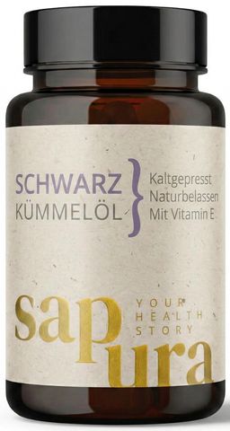 Schwarzkümmelöl Kapseln 1.000mg | Kaltgepresst | Thymochinon - 60 Kapseln | sapura health®