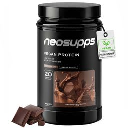 Neosupps Vegan Protein Pulver Smooth Choco, 600g, mit Vitamin B12 & zuckerarm