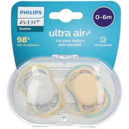 PHILIPS Avent Ultra Air Schnuller 0-6 Monate, beige/ grau