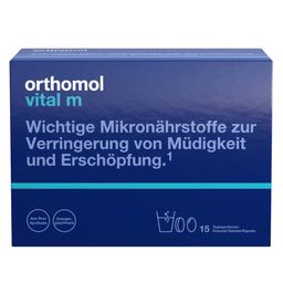 Orthomol Vital m für Männer - bei Müdigkeit - mit B-Vitaminen und Omega-3 - Granulat/Tabletten/Kapseln - Orangen-Geschmack