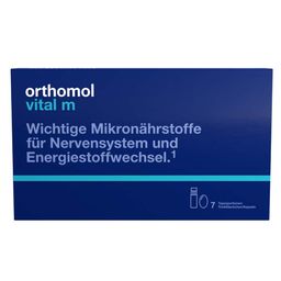 Orthomol Vital m für Männer - bei Müdigkeit - mit B-Vitaminen, Omega-3 und Magnesium - Trinkampullen/Kapseln - Orangen-Geschmack