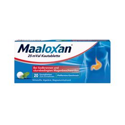 Maaloxan Kautabletten bei Sodbrennen  & säurebedingten Magenschmerzen | Akuthilfe | Schützt den Magen | Einfach zu Kauen