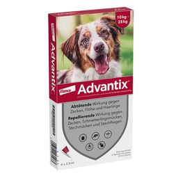 Advantix Spot-On 250 für mittelgroße Hunde von 10 bis 25 kg Körpergewicht gegen Zecken, Flöhe und fliegende Insekten, bis zu 4 Wochen Wirksamkeit