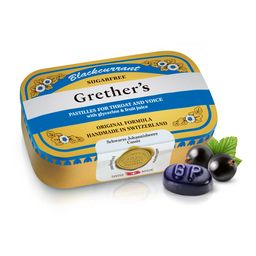 Grethers Blackcurrant Silber zuckerfreie Pastillen