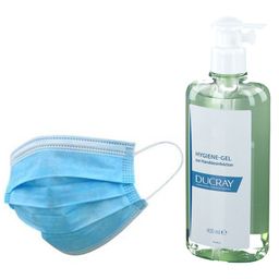Mund- & Nasenschutz Einweg 3-lagig 50 Stück + Ducray Hygiene-Gel
