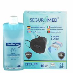 SEGURMED® FFP2 Atemschutzmaske schwarz + Sterillium® pure