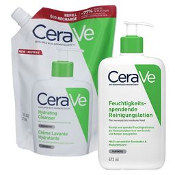 CeraVe Feuchtigkeitsspendende Reinigungslotion + CeraVe® Feuchtigkeitsspendende Reinigungslotion Nachfüllpack - Jetzt 20% mit dem Code "green20" sparen*