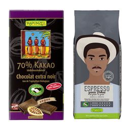 RAPUNZEL Heldenkaffee Espresso + RAPUNZEL Edelbitter Schokolade 70% Kakao