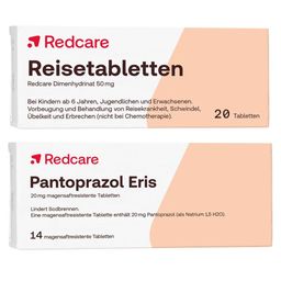 Redcare Pantoprazol + Redcare Reisetabletten Dimenhydrinat 50 mg