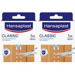 Hansaplast Classic Wundpflaster | Extra starker Halt | Atmungsaktiv | Schützt vor 99 % der Bakterien | Zuschneidbare Wundauflage | 20 Streifen (10 cm x 8 cm)