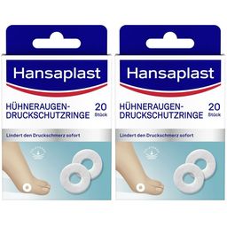 Hansaplast Hühneraugen-Druckschutzringe | Sofortige Schmerzlinderung | Schutz bei Hühneraugen, Hornhaut & Druckstellen | Extra weich & hautfreundlich | Selbstklebend | 20 Ringe