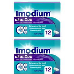 Imodium® akut Duo - Loperamid und Simeticon bei akutem Durchfall mit Blähungen & Krämpfen