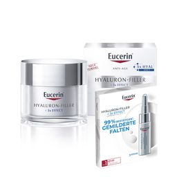 Eucerin® Hyaluron-Filler Tagespflege für normale Haut bis Mischhaut – Glättet Falten, pflegt & beugt vorzeitiger Hautalterung vor - jetzt 20 % sparen mit eucerin20 + X-Mas Geschenkebox HYALURON-FILLER Serum-Konzentrat GRATIS