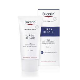 Eucerin® Urea Repair Tag Gesichtscreme 5% – Intensive Feuchtigkeitspflege bei trockener bis sehr trockener Haut + Aquaphor Protect & Repair Salbe 7ml GRATIS