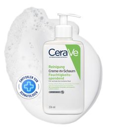 CeraVe Creme-zu-Schaum Reinigung für normale bis trockene Haut, Gesichtsreinigung & Make-up-Entferner, mit 3 essenziellen Ceramiden & Hyaluron