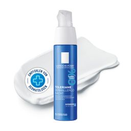 La Roche Posay Toleriane Dermallergo Nacht, Gesichtscreme bei trockener, empfindlicher und zu Allergien neigender Haut + La Roche Posay Toleriane Reinigungsfluid 50 ml GRATIS