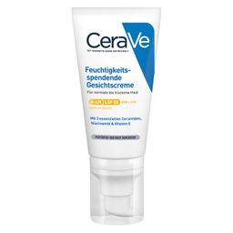 CeraVe Feuchtigkeitsspendende Gesichtscreme mit LSF 50 – für normale bis trockene Haut + CeraVe Schäumendes Reinigungsgel 20ml GRATIS