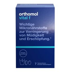 Orthomol Vital f für Frauen - bei Müdigkeit - mit B-Vitaminen, Omega-3, Magnesium - Granulat/Tabletten/Kapseln - Grapefruit-Geschmack