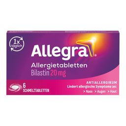 Allegra Schmelztabletten bei Heuschnupfen und ganzjährigen Allergien | Praktisch für unterwegs | Schmelzen auf der Zunge - Jetzt 10% mit dem Code nattermann10 sparen*