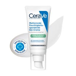 CeraVe Mattierende Feuchtigkeitsspendende Gel-Creme: Spendet Feuchtigkeit und absorbiert überschüssigen Talg bei öliger und fettiger Haut + CeraVe Feuchtigkeitscreme 50ml GRATIS