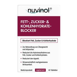 nuvinol Fett-, Zucker- & Kohlenhydrateblocker – Bei Abnehmen & Diät. Bei Adipositas & Übergewicht.