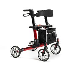 Reise - Rollator QUAVA Leichtgewicht 2-fach faltbar superklein leicht, ROT