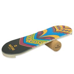 Matchu Sports - Balancierbrett + Rolle - Balance Board - aus Holz - 73x25x3 cm