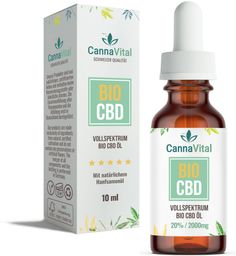 CannaVital® Hanf Bio CBD Öl Tropfen 20% - 10 ml mit Cannabidiol Laborqualität mit Entourage-Effekt
