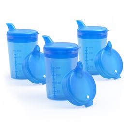 Horn Medical 3er Pack Schnabelbecher blau für Erwachsene mit zwei Deckeln