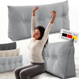 ELONEO Rückenkissen – Keilkissen fürs Bett & Sofa, abnehmbarer Bezug, praktisches Seitenfach