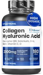 Vitastrong Kollagen Hyaluronsäure - 180 Kapseln, 2000 mg COLLinstant Kollagen