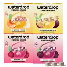 waterdrop® Microdrink Sommer Quartett – Passionsfrucht, Brombeere, Himbeere & Pfirsich mit Vitaminen