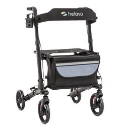 Helavo Aluminium Rollator faltbar mit Sitzfläche und Reisetasche leicht 8,3kg
