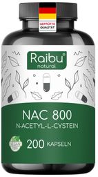NAC Kapseln 800mg, Acetyl L-Cysteine, In Deutschland Produziert, 200 St - RAIBU