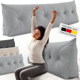 ELONEO Rückenkissen – Keilkissen fürs Bett & Sofa, abnehmbarer Bezug, praktisches Seitenfach