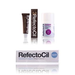 Refectocil Wimpernfarbe naturbraun 3 & Refectocil Oxidant Creme 3% & Refectocil Wimpernblättchen Set
