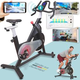 aktivshop Speedbike Indoor bis 110 kg mit Trainingscomputer, Bluetooth und Pulssensoren, Heimtrainer