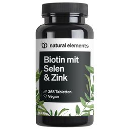 natural elements Biotin, Selen & Zink – Haut, Haare & Nägel – 365 Tabletten – Ohne Magnesiumstearat