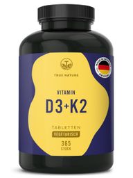 TRUE NATURE® Vitamin D3 + K2 Tabletten - 1 Jahr Langzeitvorrat