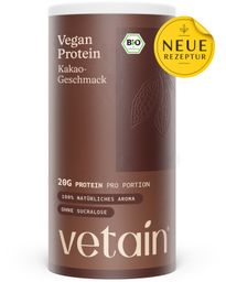 VETAIN Proteinpulver Vegan - Kakao - 20g Eiweiß pro Portion - Ohne Zuckerzusatz - 100% Bio
