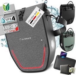 ELONEO Fahrradtasche Gepäckträgertasche, Satteltasche mit Reflektorstreifen wasserdicht mit LED