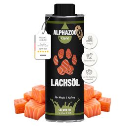 ALPHAZOO Premium Lachsöl 250ml I Hunde & Katzen I Omega 3 Fettsäuren I Natürliches Fischöl